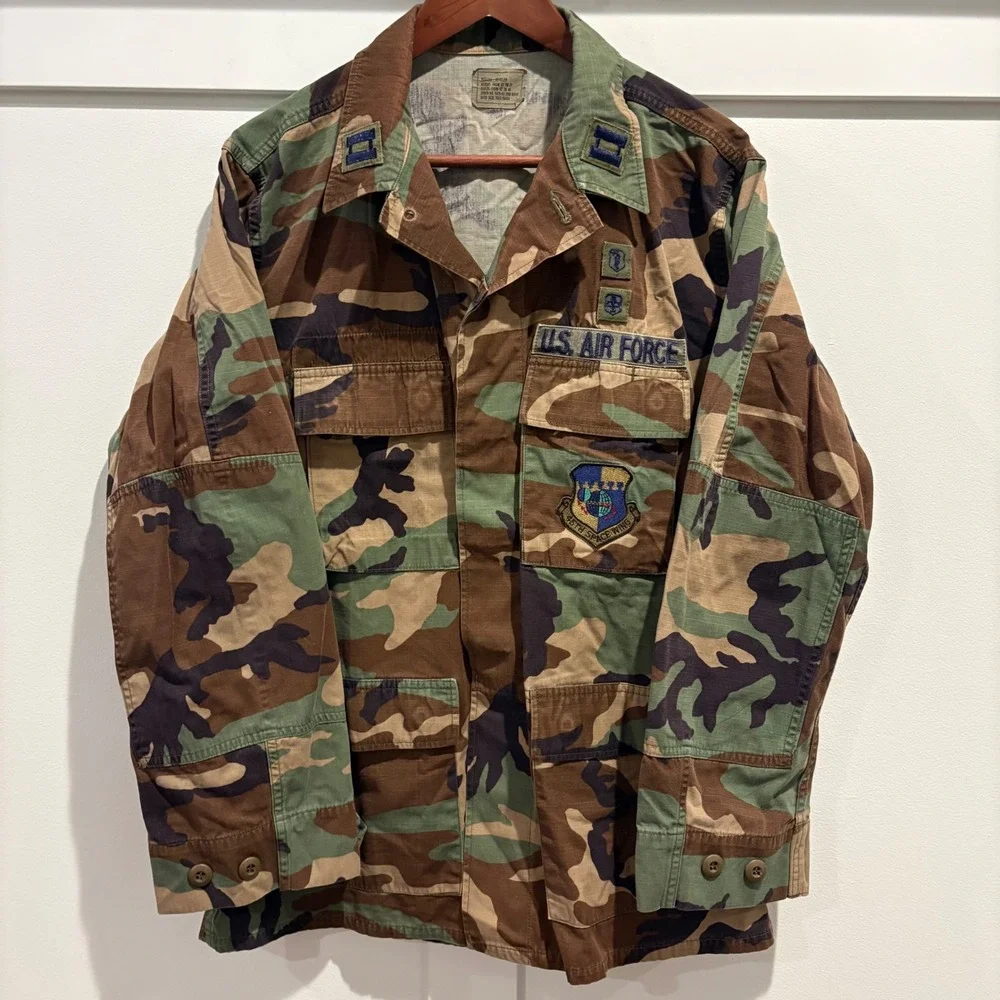 US Air Force BDU Combat Jacket Mens Medium Regular Camo 45th Space Wing Patch
